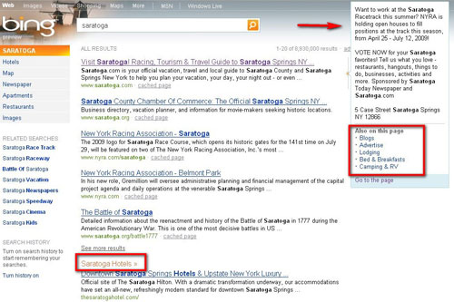 Bing search engine results page