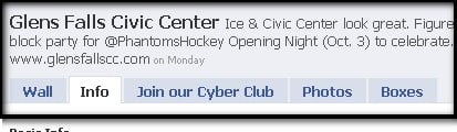 Glens Falls Civic Center Facebook Info Tab