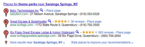 theme parks saratoga springs search results in Google