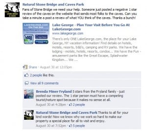 Narural Stone Bridge and Caves Park Facebook post