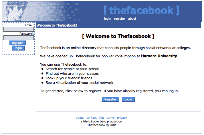 The Original theFacebook Website