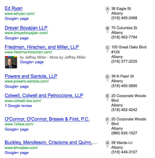 Google+Local Photo Display in Local Search Results