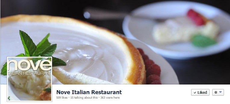 Nove Italian Restaurant Facebook Page