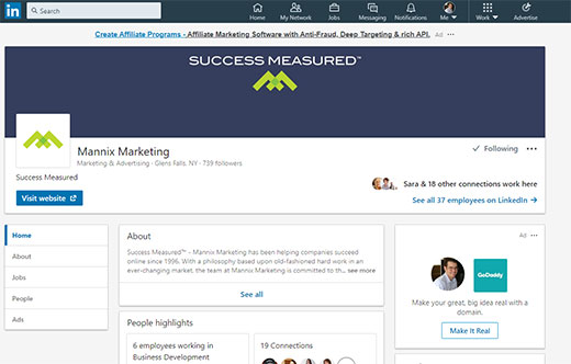 Mannix Marketing LinkedIn company page