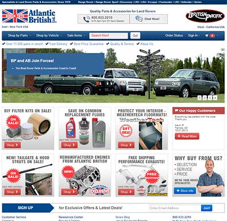 RoverParts.com home page