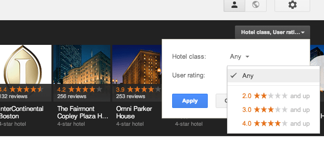 Google Carousel- Hotel Filter Star-Rating