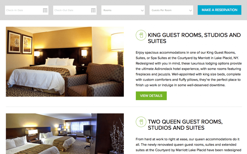 courtyard hotel website layout