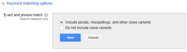 Google Ads Keyword Matching Options
