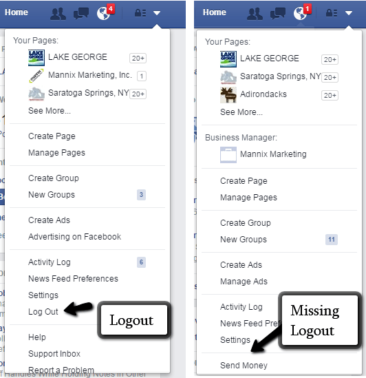 Facebook logout button