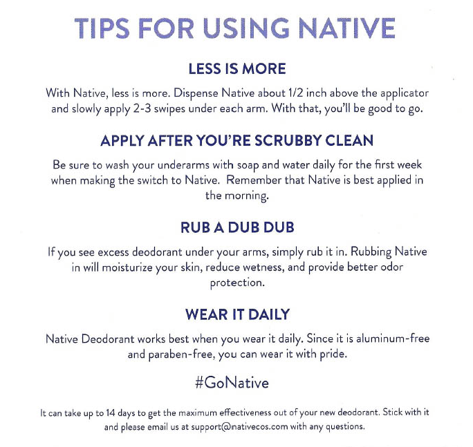 Native Deodorant- Tips