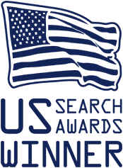 US Search Awards Winner logo for Best SEO in US Search for Retail and Finance Categories