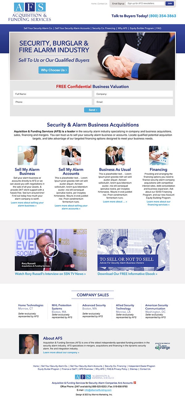 Acquisition Funding Services Website Design and Development