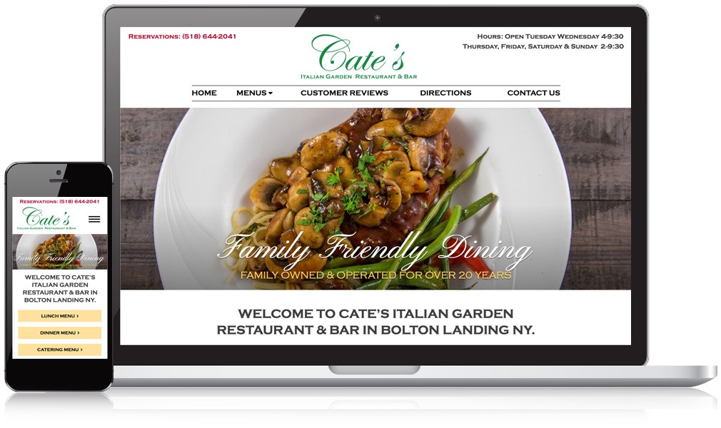 Laptop & Mobile Screens of Cates Italian Restaurant