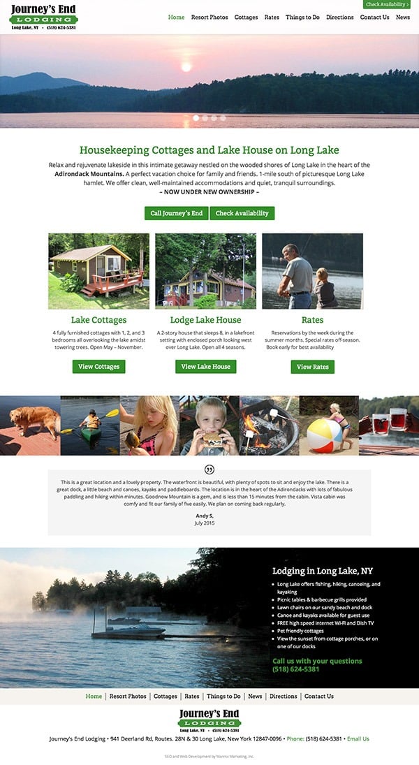 Journey's End Lodging Website Design and Development