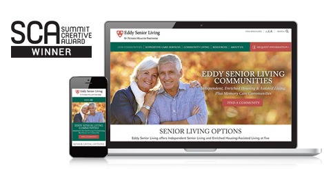 Mannix Marketing- Eddy Senior Living Communities Website Design- Summit Creative Award Winner