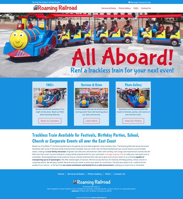 Roaming Railroad Website Design and Development