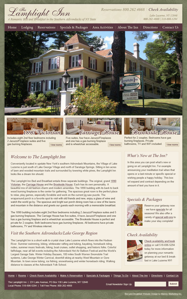 The Lamplight Inn Website Design and Development