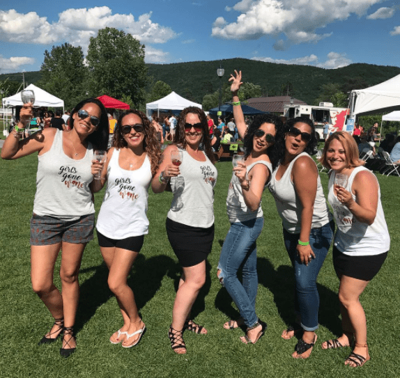 Event marketing photo of girls having fun at the wine festival