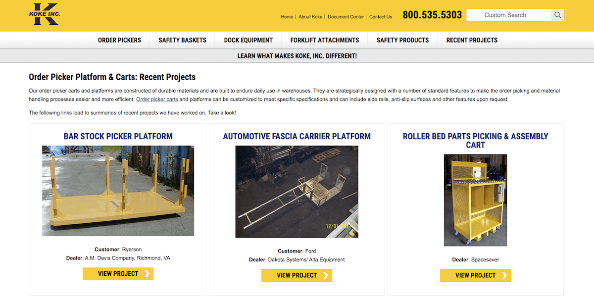 Case Studies on Manufacturing website