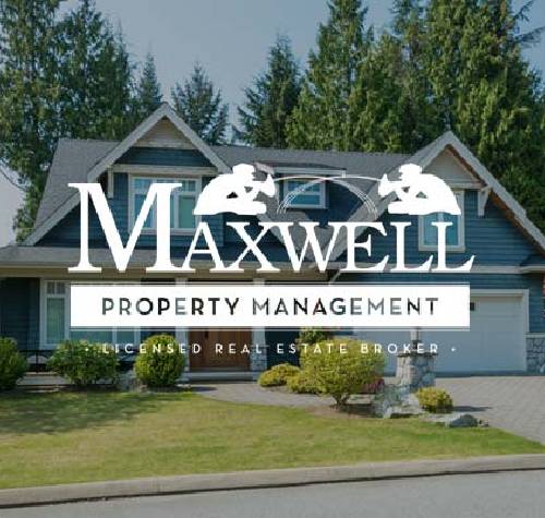 Maxwell Management logo with a house in the background.