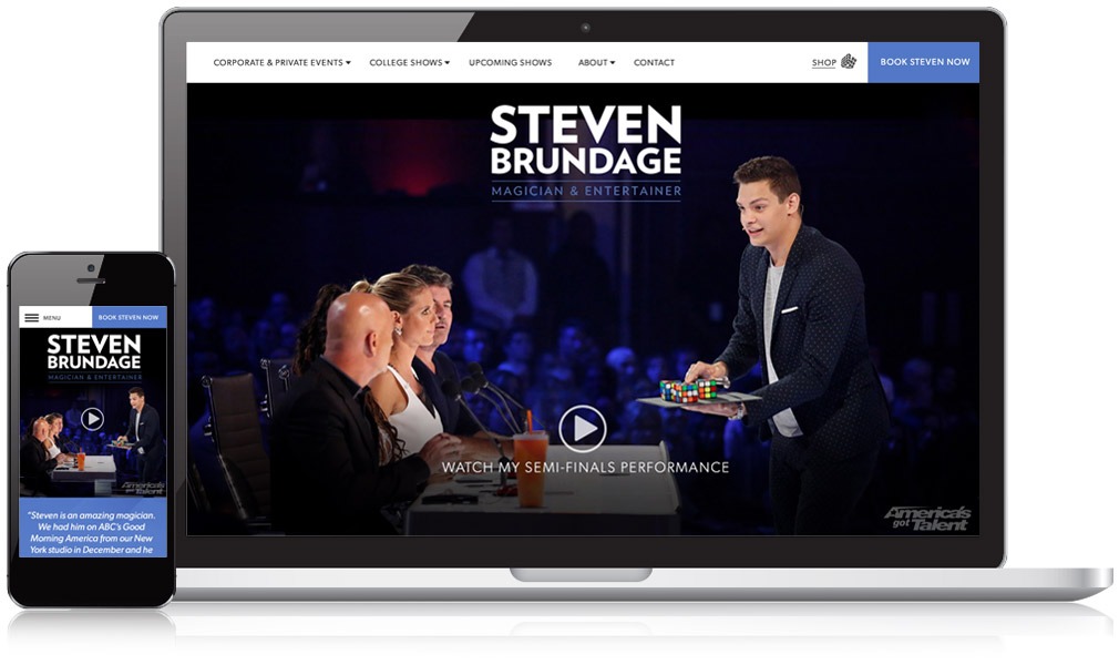 Steven Brundage website on laptop and mobile device