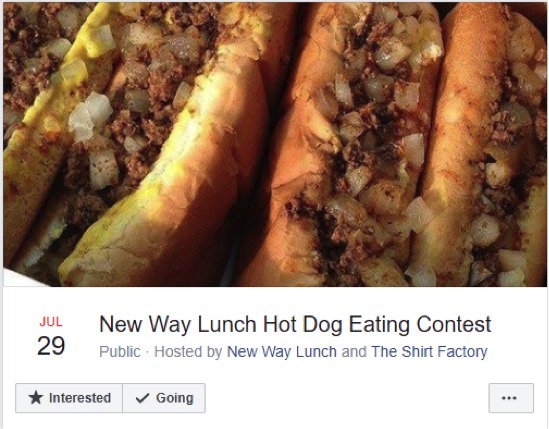 Facebook event photo for New Way Lunch Hot Dog Eating Contest