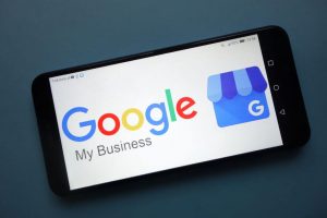 Google My Business logo displayed on smartphone