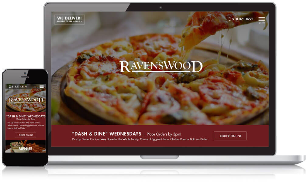 Ravenswood Pub on mobile and laptop