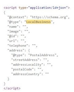 local business schema screenshot