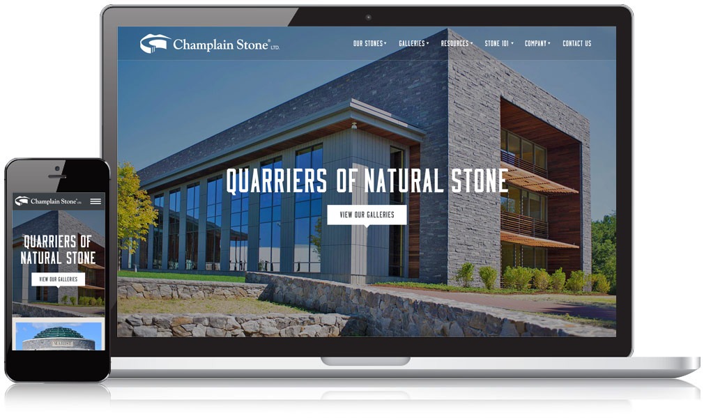 Champlain Stone website on mobile and laptop