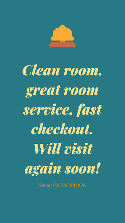 Clean room, great room service, fast checkout. Will visit again soon!