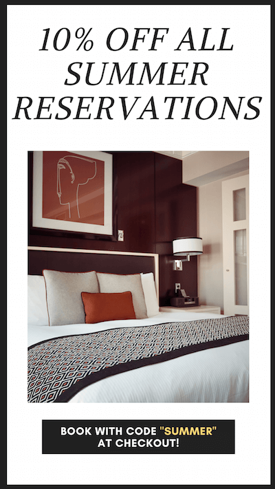 10% Off All Summer Reservations. Book with Code "Summer" at Checkout