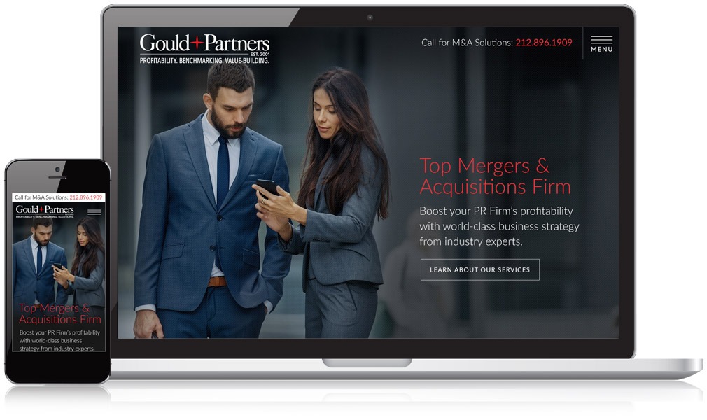 Gould + Partners Website on a Laptop and Mobile Device