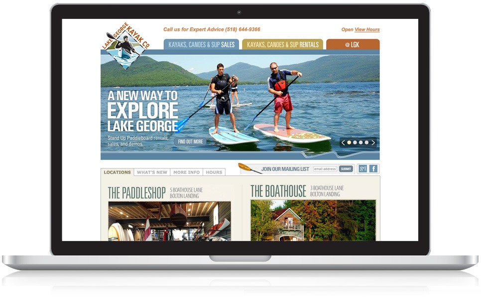 Laptop & Mobile Screens Of Lake George Kayak