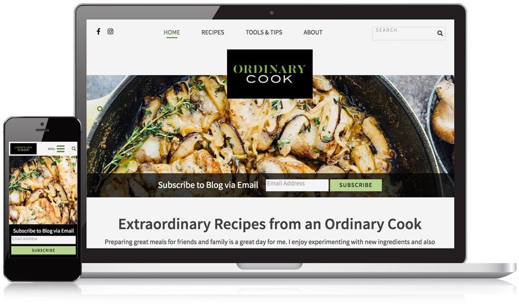 Laptop & Mobile Image for Ordinary Cook Website