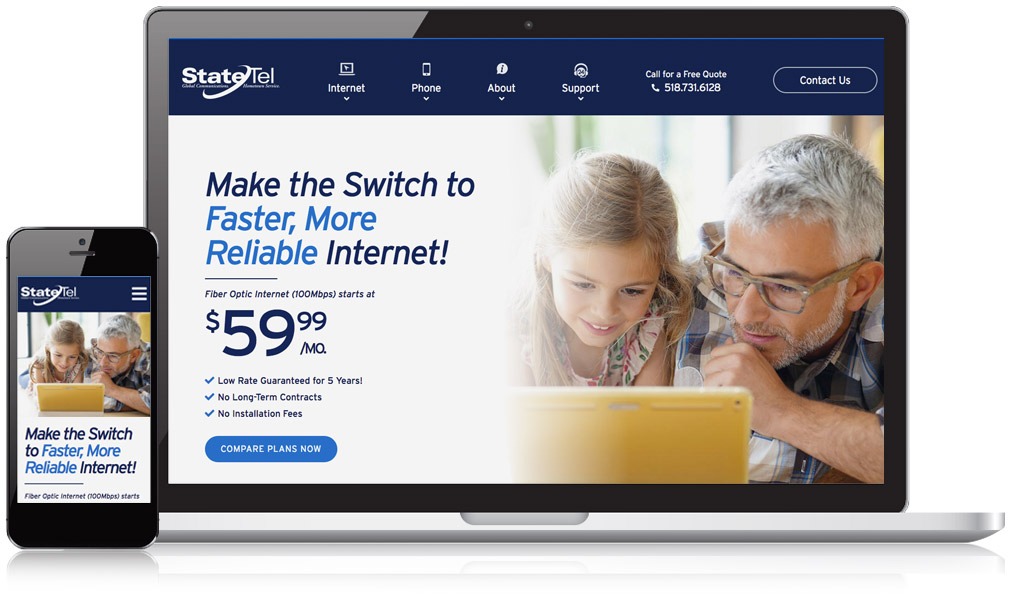 Laptop & Mobile image of State Tel's website
