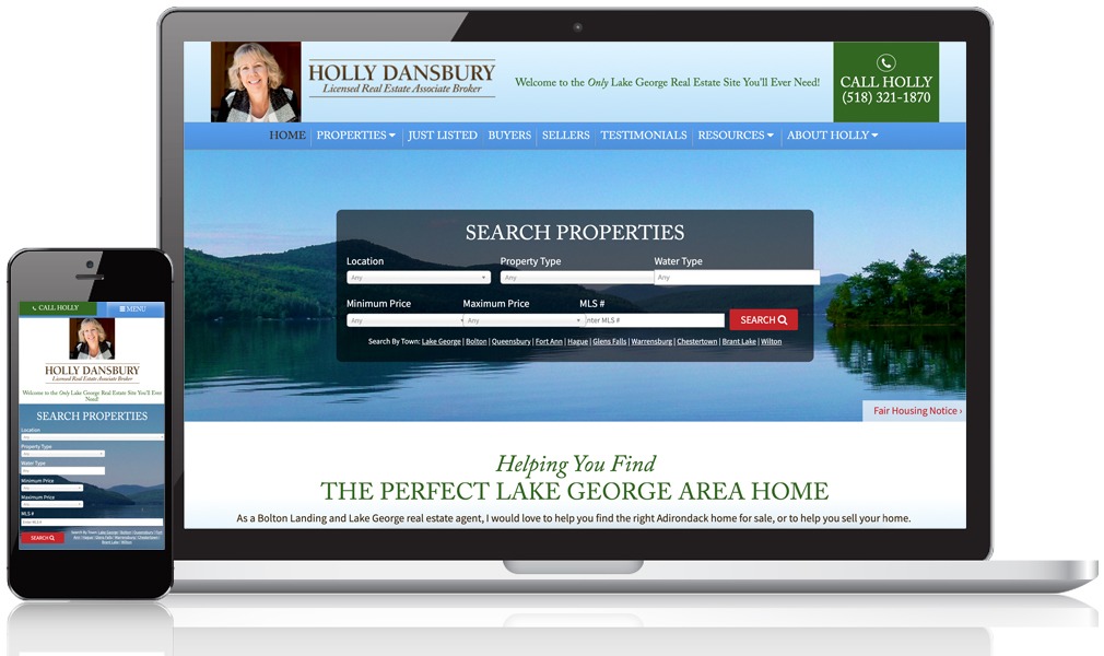 Real estate website design screenshot for Holly Dansbury