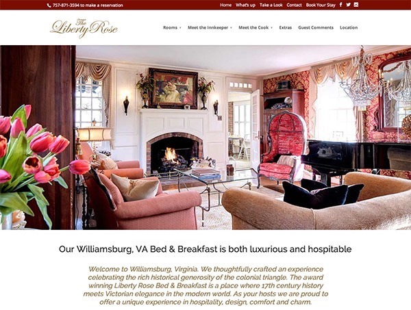 brand new Liberty Rose B&B website design