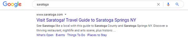 Google results for Saratoga with sitelinks