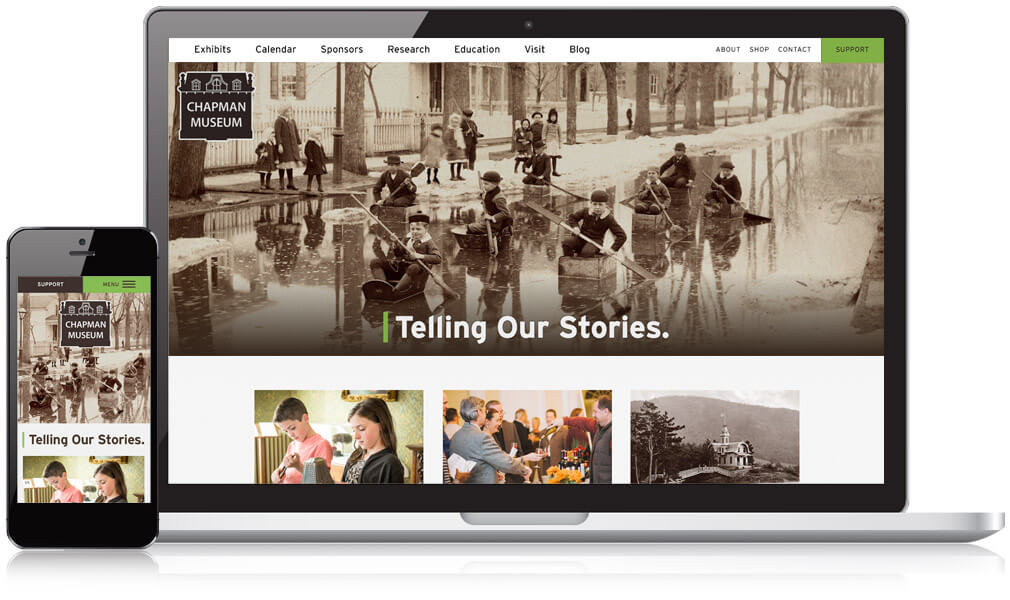 Chapman Museum website on mobile and desktop