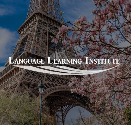 Language Learning Institute logo with the Eiffel Tower in the background.