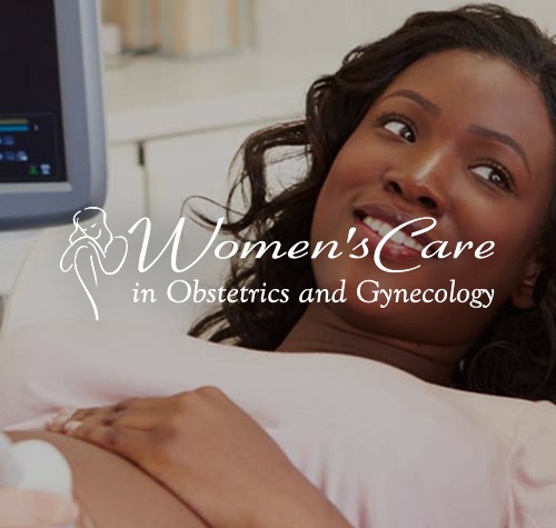 Women's Care logo with a woman receiving treatment in the background.
