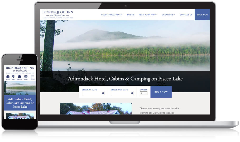 Mobile and desktop device of the Irondequoit Inn homepage