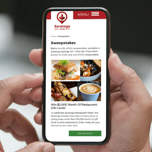 Saratoga County Chamber Giveaway on phone screen