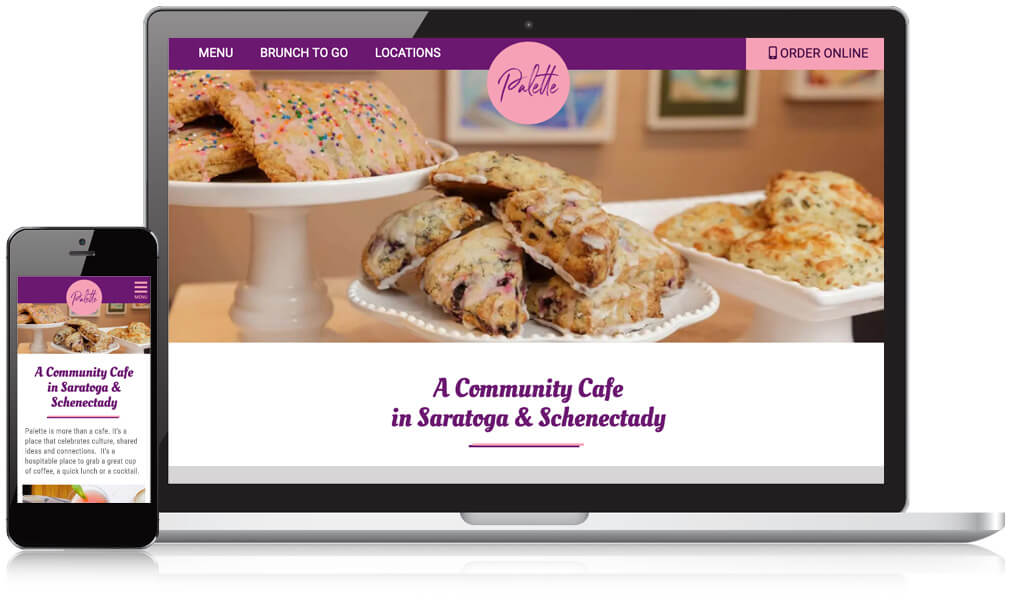 Mobile and desktop visual of the Palette Cafe website