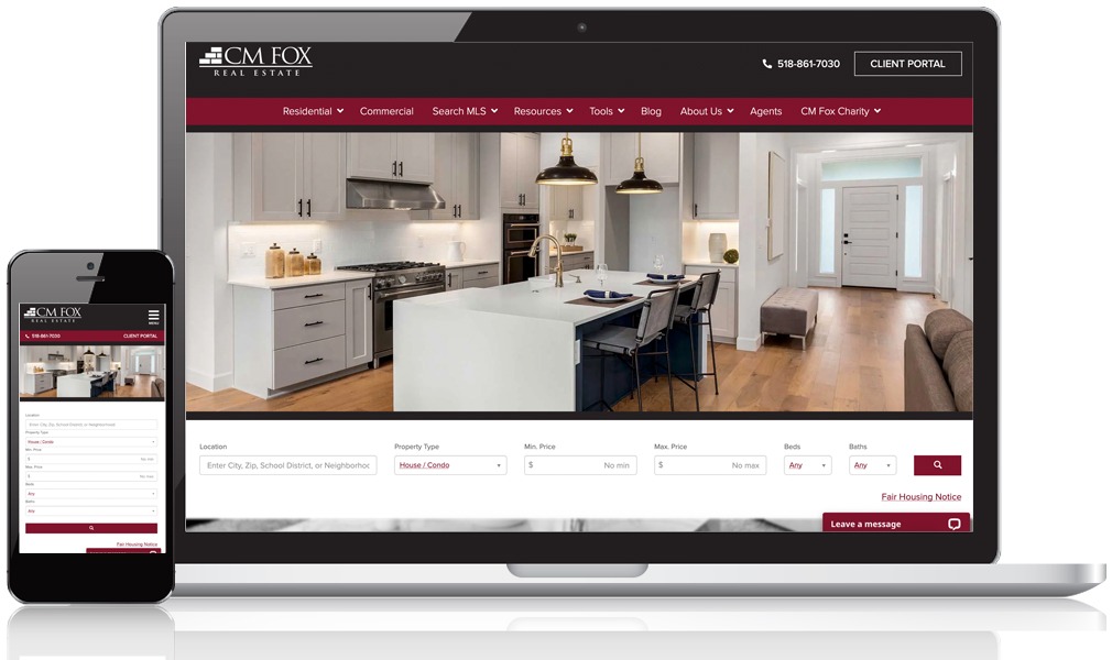 Responsive laptop/mobile image for real estate website design