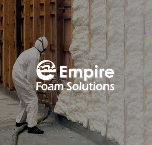 Empire Foam Solutions logo with an employee spraying foam in the background.