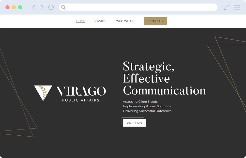 Virago Public Affairs website homepage.