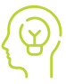 Graphic of a lightbulb in a person's head.