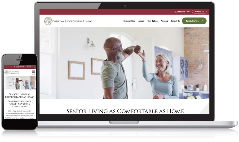 Willow Ridge Senior Living website home page images